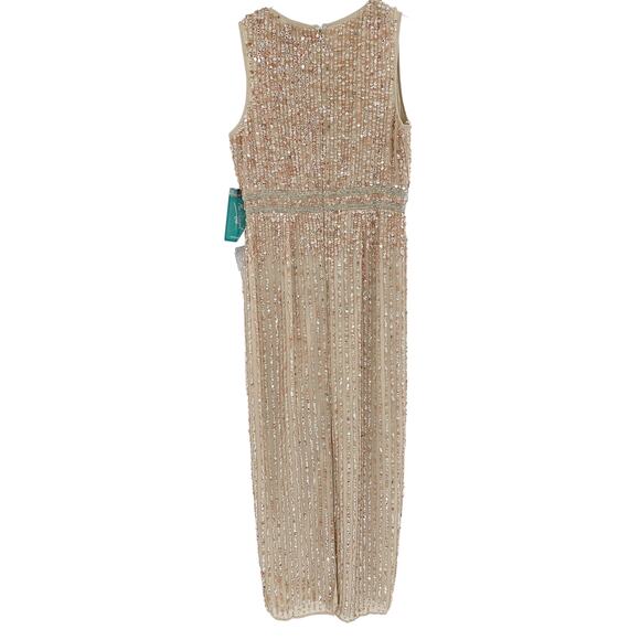 MAC DUGGAL Dress Size 4 Evening Gown Sequin Cream Sleeveless NEW Column - Picture 4 of 5